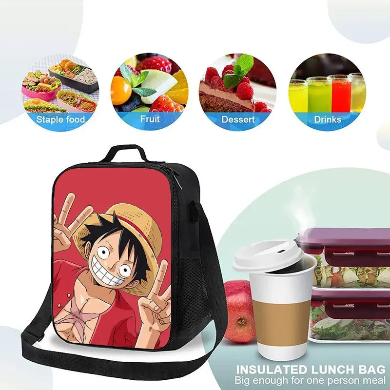 One Piece Luffy Zoro's new lunch bag student children's thermal insulation bag cartoon print portable hand-held lunch box bag