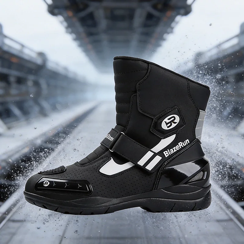 

New Motorcycle Boots Men Leather Motos Breathable Anti Slip Wear-resistant Riders Boots Motorbike Racing Ankle Length Shoes