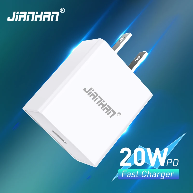 JianHan MFi USB C Charger PD 20W US/UK/EU/AU Plug Adapter with C to Lightning  Cable for iPhone,iPad,iPad Pro,iPad Air,iPad Mi