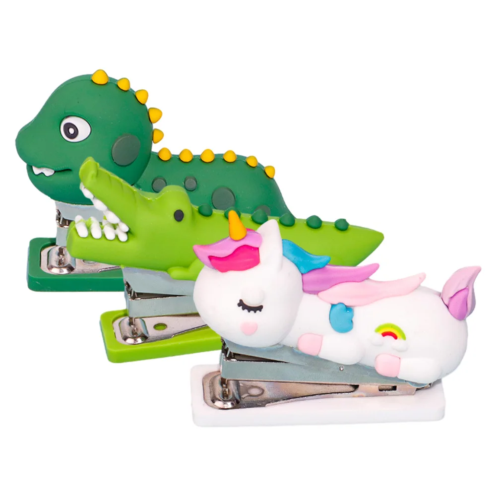 

3pcs Stapler Mini Cute Dinosaur Handheld Office Desk Stationary School Child Reusable Aesthetic Cool Accessories