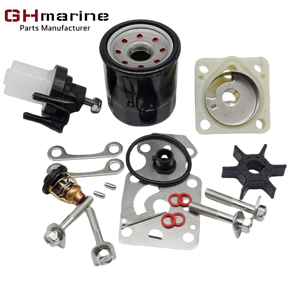 

Marine Outboard Water Pump Rebuild Maintenance Kit 6AH-W0078 Fit for Yamaha 20HP F20B 2007 w/ Thermostat Fuel Filter Oil Filter