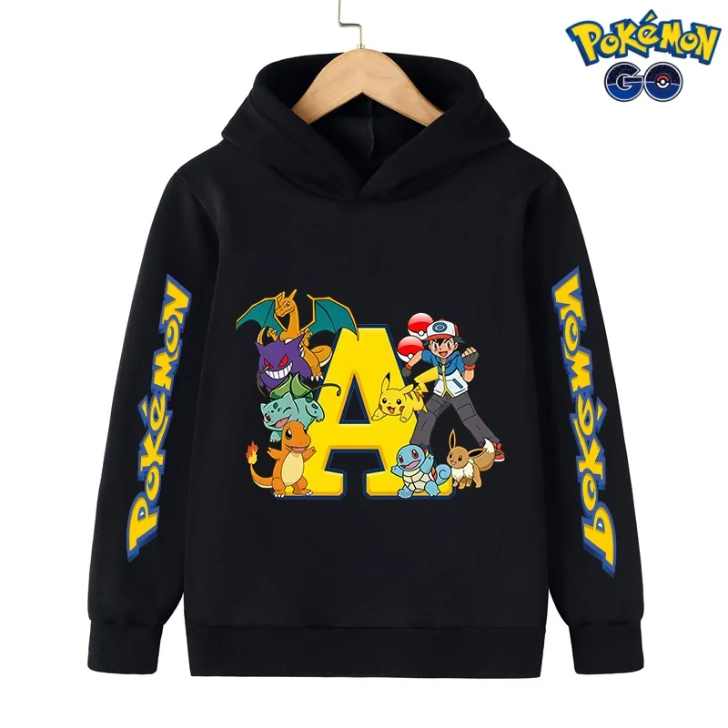 

Pokemon Letter A-Z Fashion Kids Cartoon Printed Sweatshirt Children's Pikachu Hoodies Clothing Boys Girls Birthday Clothes Tops