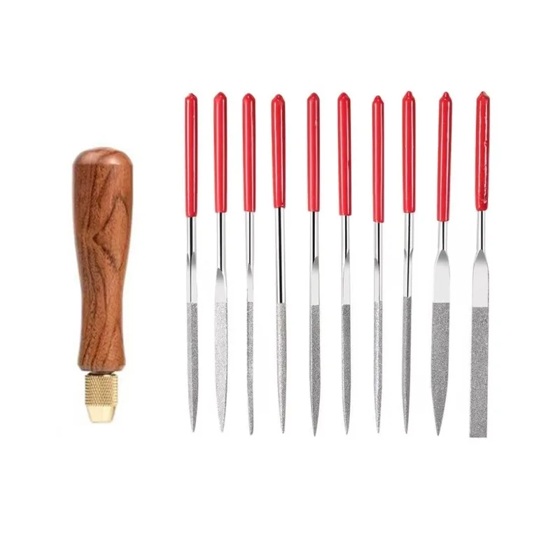 

Wood File Handle with Brass Collet – Fits 3.1mm-3.7mm Needle File Shank, Wood Handle for Small Files with Brass Chuck