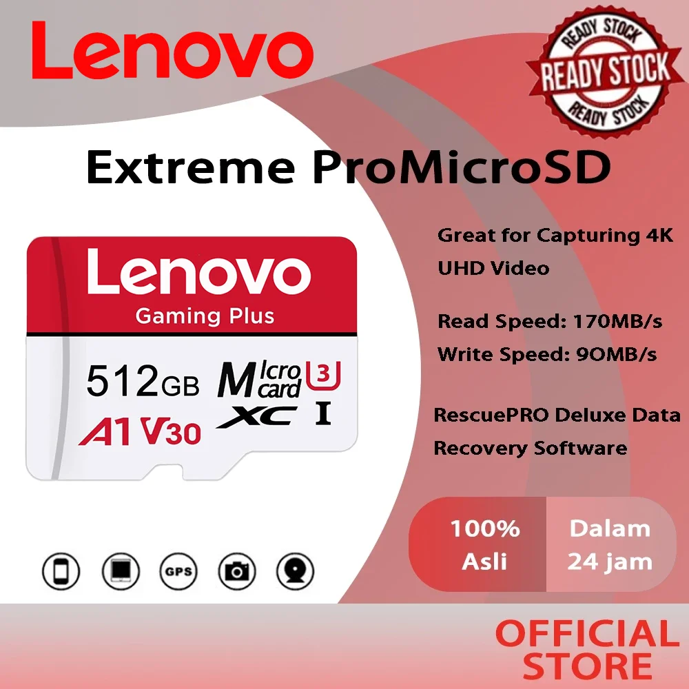 Lenovo SD Card High Speed Micro TF SD Card for Nintendo Switch 512GB 256GB 128GB 64GB U3 V30 Stable Performance SD Memory Card