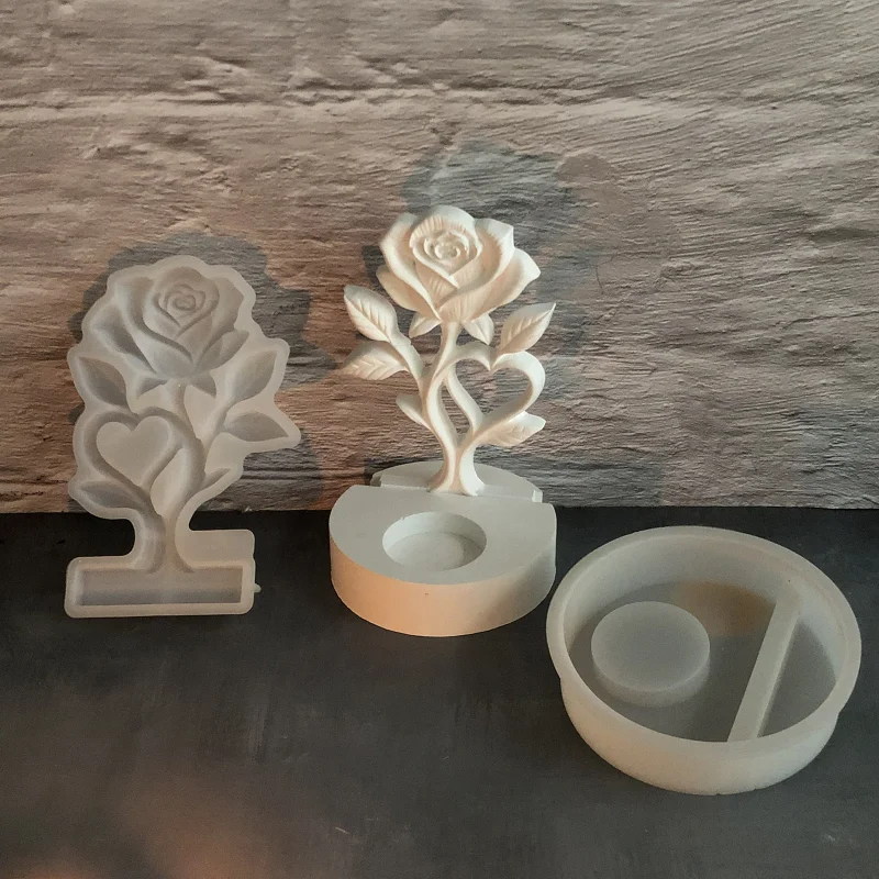

Силиконовая форма для декора рабочего стола в виде сердца и розы, для цемента и гипса, DIY