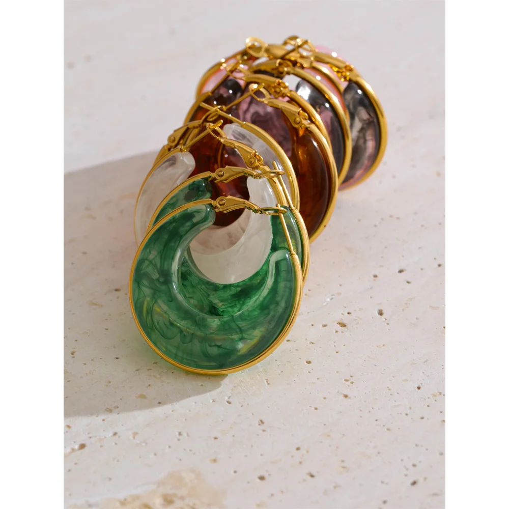 Chunky Acetate Hoop Earrings | Stainless Steel Daily Jewelry