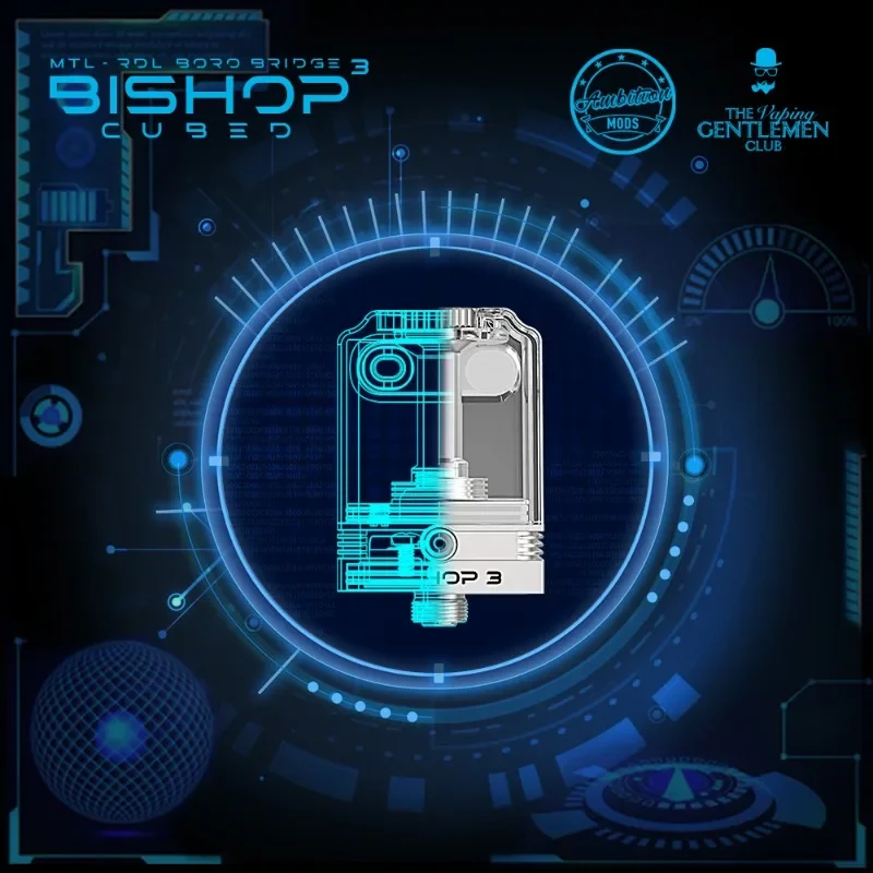 Mods Bishop 3 Bishop3 Cubed RBA Bridge 5ml PCTG 316SS Boro Tank BB Mod Billet Box AIO Boro Mods Vape Ecig replacement coil - gallery image 2