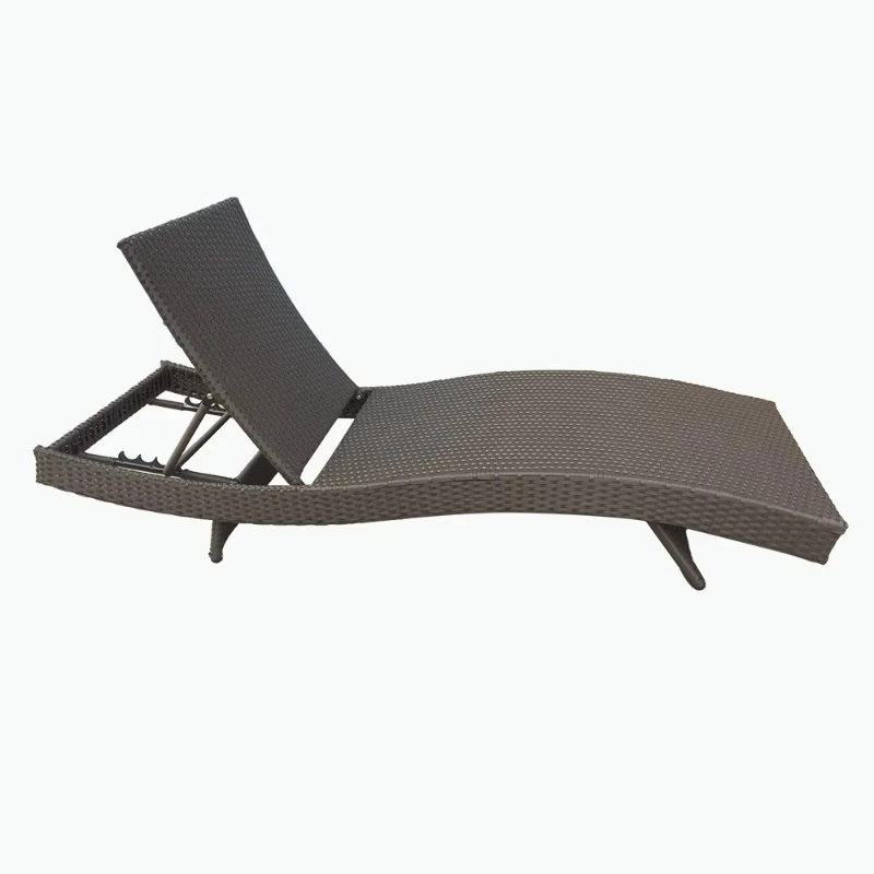 

Rattan wicker adjustable sunbathing pool furniture lounge chair side table