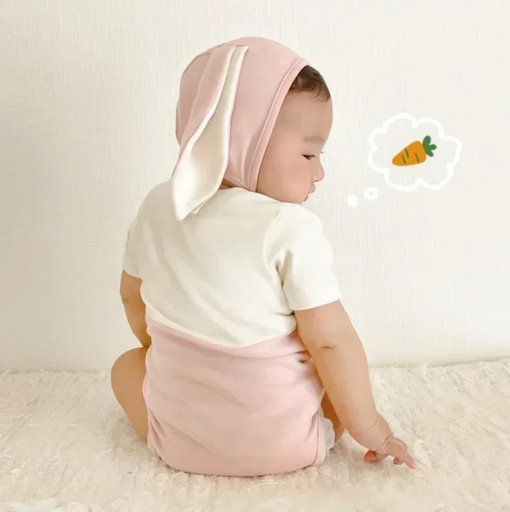 5631B Newborn Clothes Baby Cute Bodysuit with Hat  Summer New Fashion Boy's One Piece Clothes Rabbit Climbing Clothes