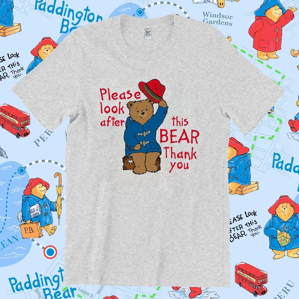 

2025 Summer Unisex Tshirt Paddington Bear in London Cotton T-Shirt Casual Loose Funny Graphic Tee Please Take Care of This Bear