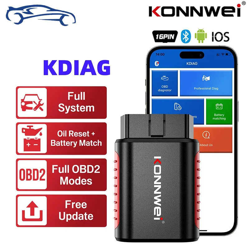 KONNWEI KDIAG MINI 2024 Full System Auto Scanner Reset SAS EPB Service ECU Programmer OBD OBD2 Car Diagnostic Tool pk Thinkdiag