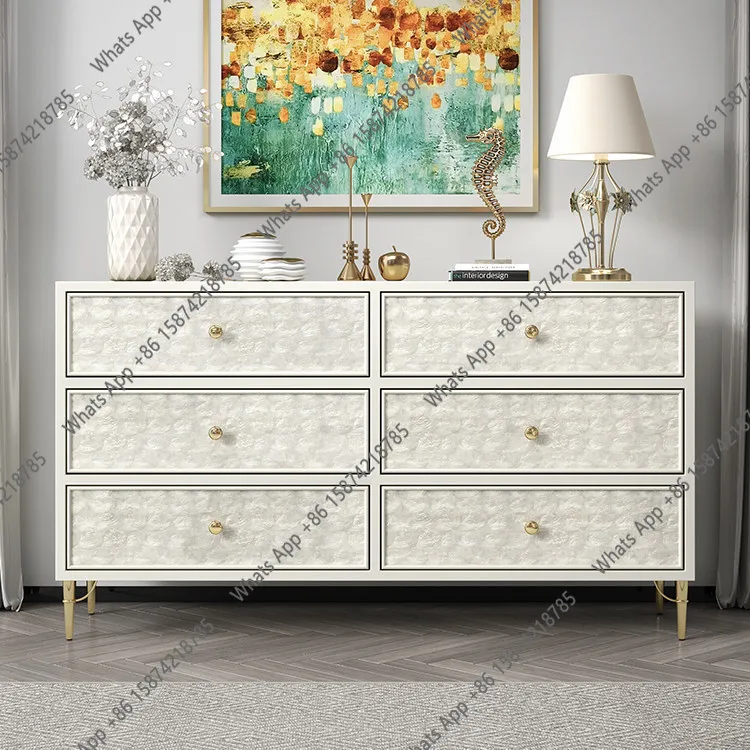 American light luxury five-bucket bedroom drawer type bedside simple modern shell storage locker high cabinet