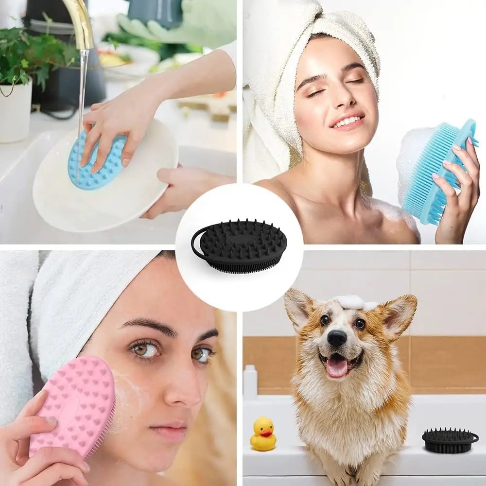 1pc Soft Silicone Exfoliating Brush Cleanser Manual Body Cleansing Scrubber Shower Gentle Massage Bath Brush For Women Men