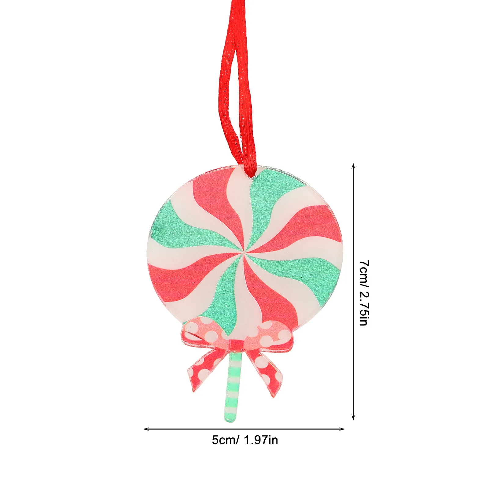10Pcs Realistic Candy Lollipop Ornaments Acrylic Christmas Tree Decorations Festive Candyland Party Supplies Hanging Swirl Decor