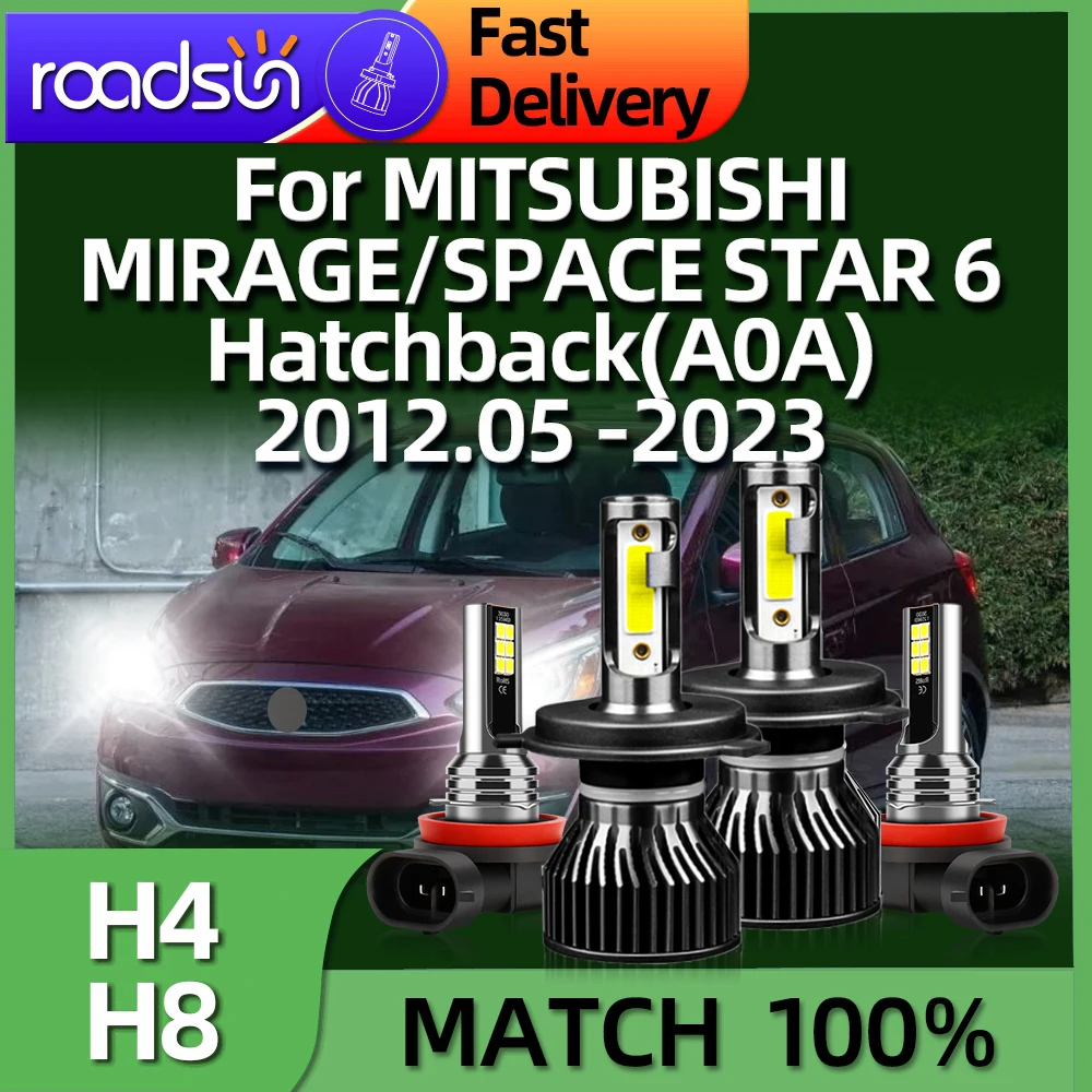 

4Pcs LED Headlight Fog Bulbs Kit 30000LM H4 H8 Lights For MITSUBISHI MIRAGE SPACE STAR 6 2012.05 2013 2014 2015 2016 2017-2023