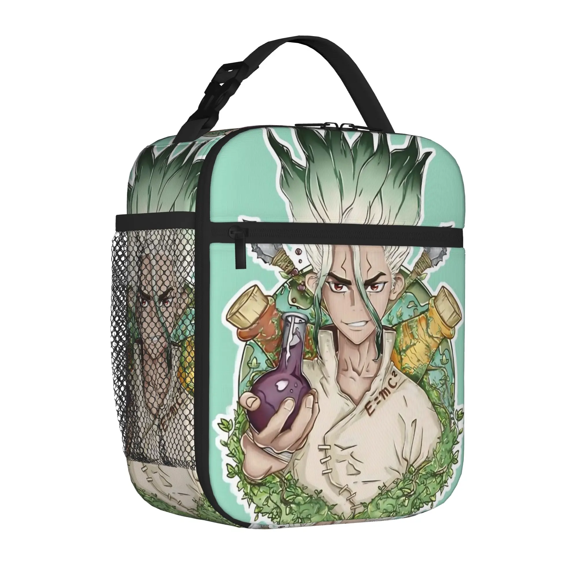 1 Piece Zipper Closure Senku Potion Bottle Wreath Badge Anime Storage Bag Pocket Dr.STONE  School Lunch Food Box For Lunch Bag