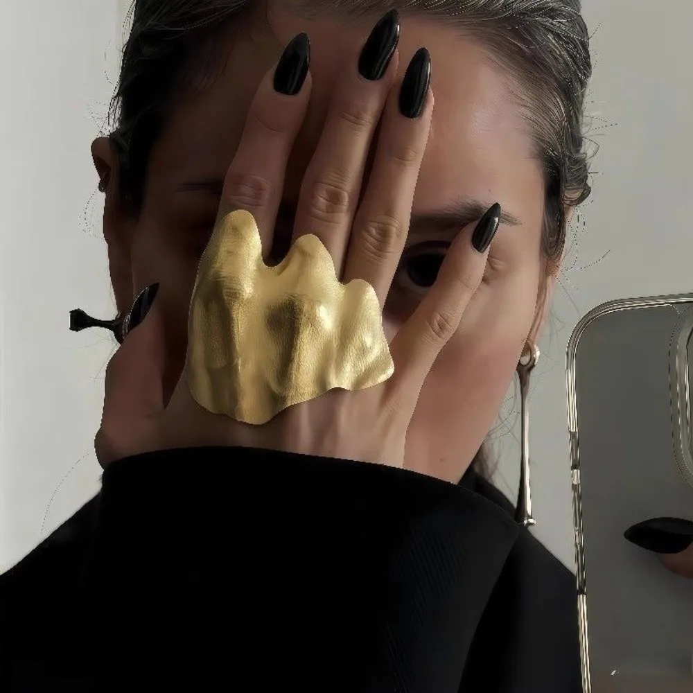 Irregular Design Knuckle Ring Minimalist Style Unique Pattern Pleated Ring Exquisite Craftsmanship Delicate Texture Joint Ring