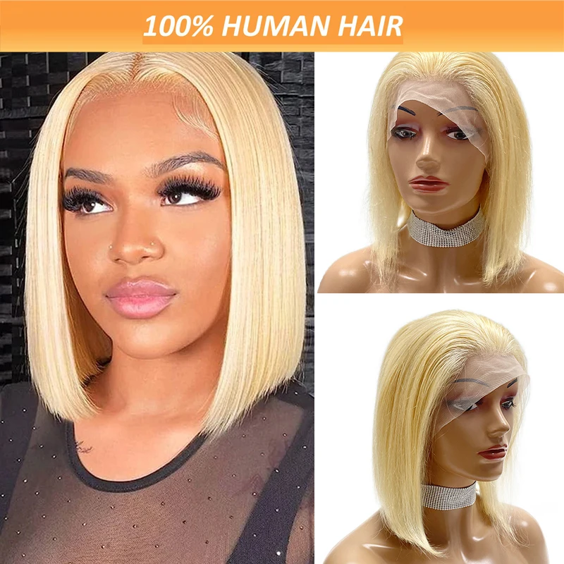 613 Bob Peruka 13x4 Lace Frontal Wigs Pre Plucked Natural Hairline Wigs with Baby Hair 150% Density Women Short Straight Bob Wigs