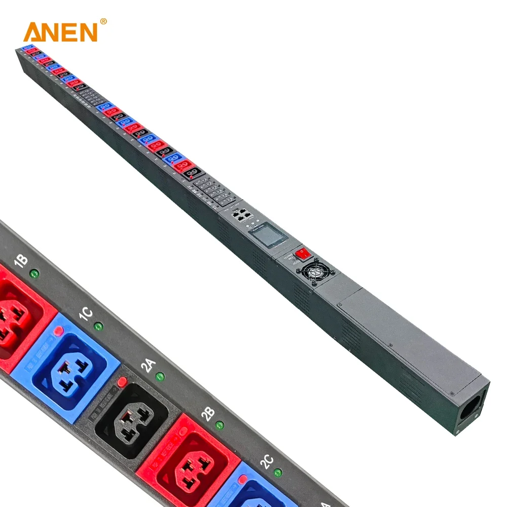 Energy Efficient High Power PDU with 24 C39 Outlets Compatible with C13 C19 3P 125A Input Smart Remote LCD Control System