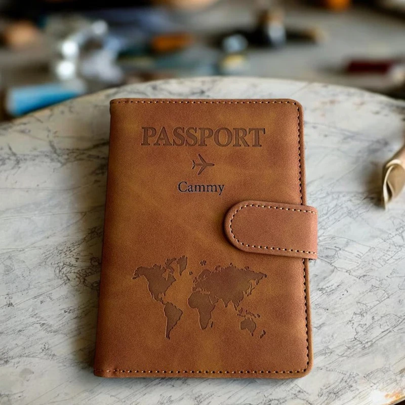 Funda para pasaporte a la moda para hombre y mujer, cartera de viaje, tarjetero de identificación de crédito, funda para pasaportes, se puede grabar