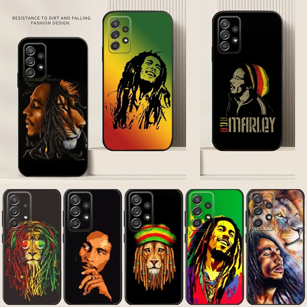 Rasta Lion Bob Marley Phone Case For Samsung S24,S21,S22,S23,S30,Ultra,S20,Plus,Note,10,9,5G Black soft silicone case