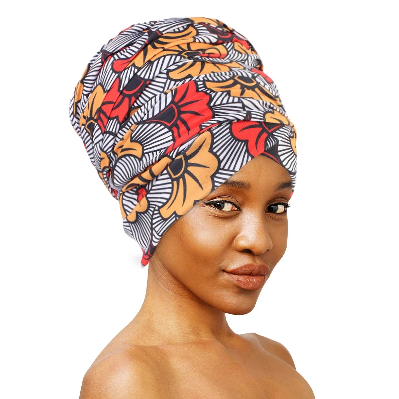 African Print Head Bandana Women Scarf Muslim long Head Wrap Headscarf Bonnet Strecth Africa Clothing Hijab Hair Accessories