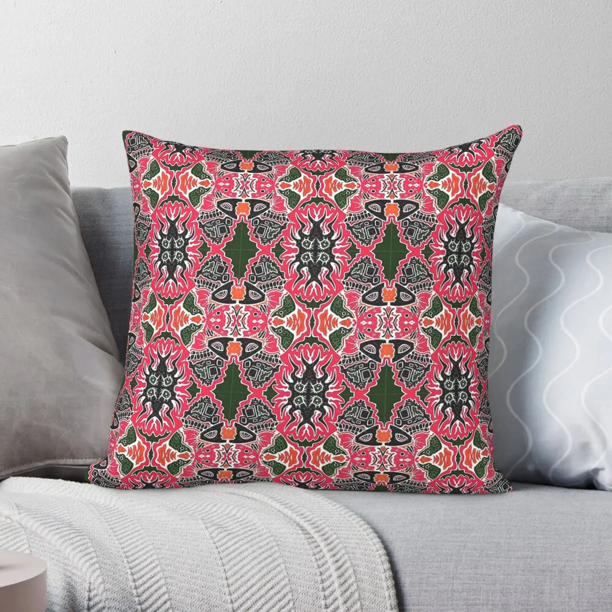 Ink Psychic Attack Square Pillowcase Polyester Linen Velvet Pattern Zip Decor Sofa Seater Cushion Cover 45x45