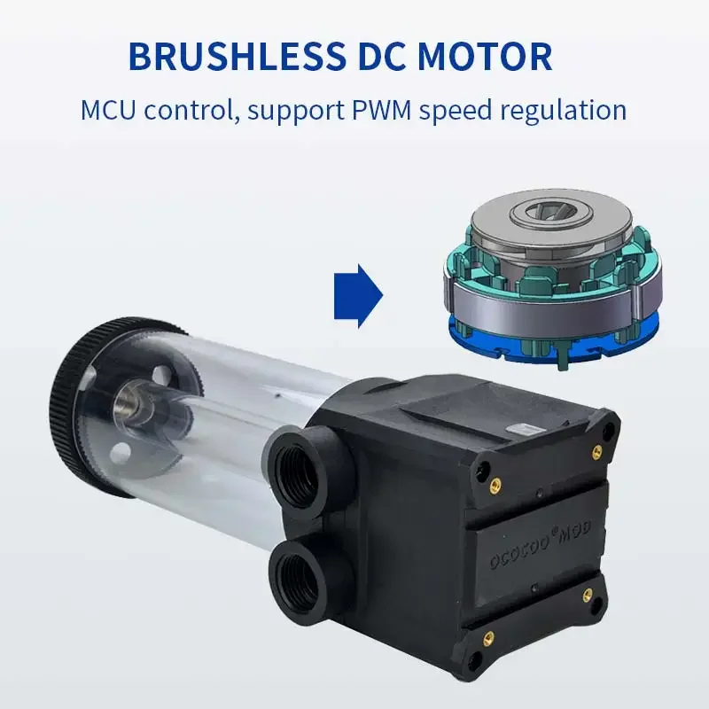 Imagem -05 - Ococoo-bomba com Tanque Acrílico Refrigerador de Água Sistemas de Computadores Faça Você Mesmo Fittings D700 235 mm dc 12v Cabeça 13m Fluxo 1500 h g1 Roscas Silêncio D700