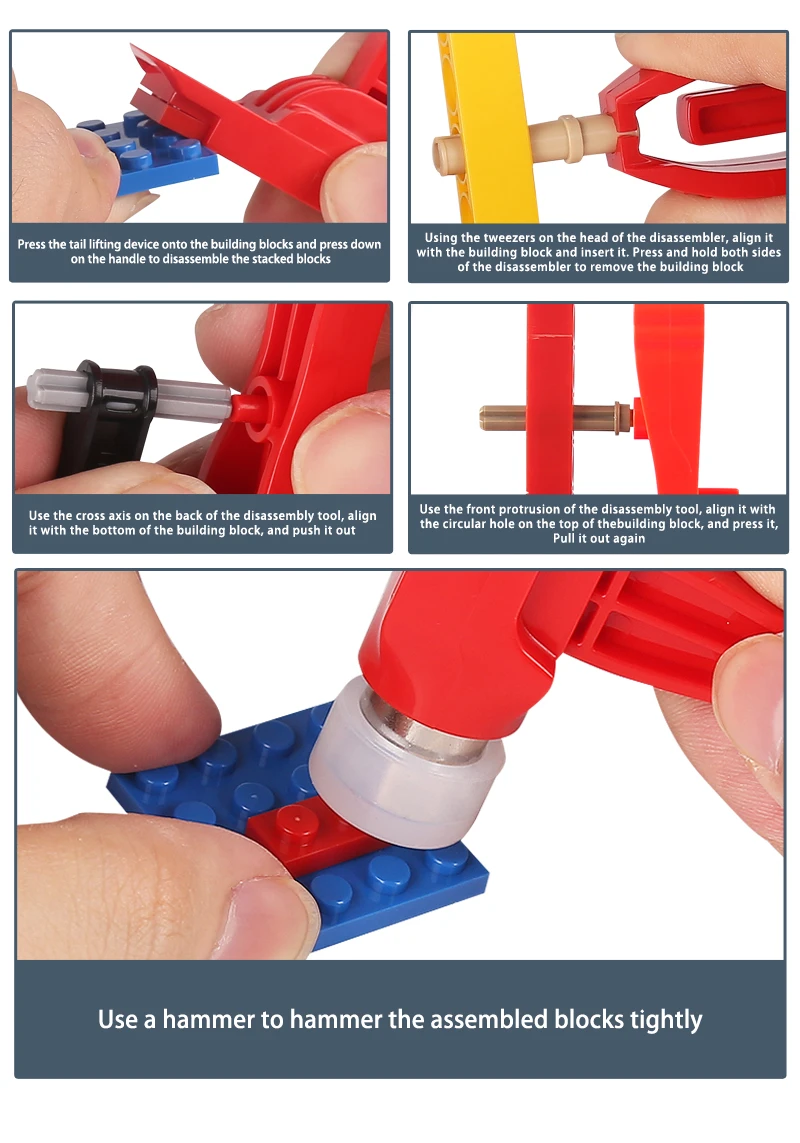 Zangen-Blocktrennwerkzeug-Set, 3-teiliges Mehrzweck-Set, Hammer, Werkzeug zur Montage und Demontage von Blöcken, Geburtstagsgeschenk – Detail 6