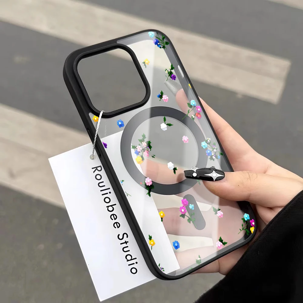 Einfache Tulpenblumen-Schutzhülle für iPhone 17 14 12 Pro Max 13 16 15 Plus 11 Hüllen für MagSafe kabelloses Laden stoßfeste Hülle – Detail 12