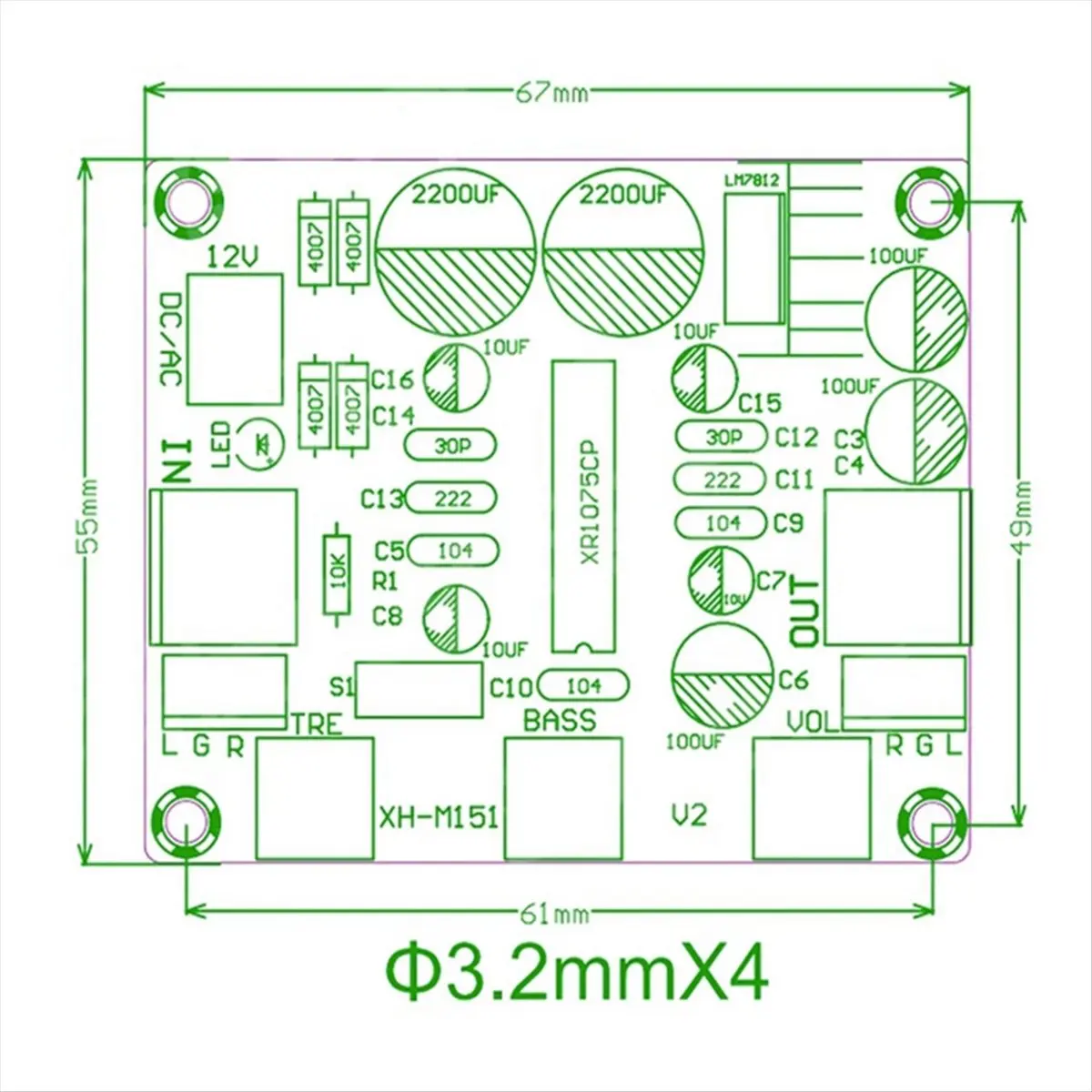 【Home-Accessories】 XR1075 Preamp Tone Board with Treble and Adjustment Audio Equalizer Pre Amplifier for Enhanced Sound Control