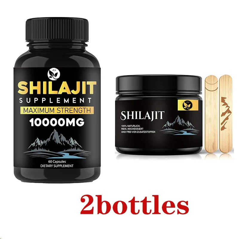 2bottles Pure Himalayan Shilajit Resin , Natural Pure Shilajit Resin Lab Fulvic Acid Tested 85+ Trace Minerals