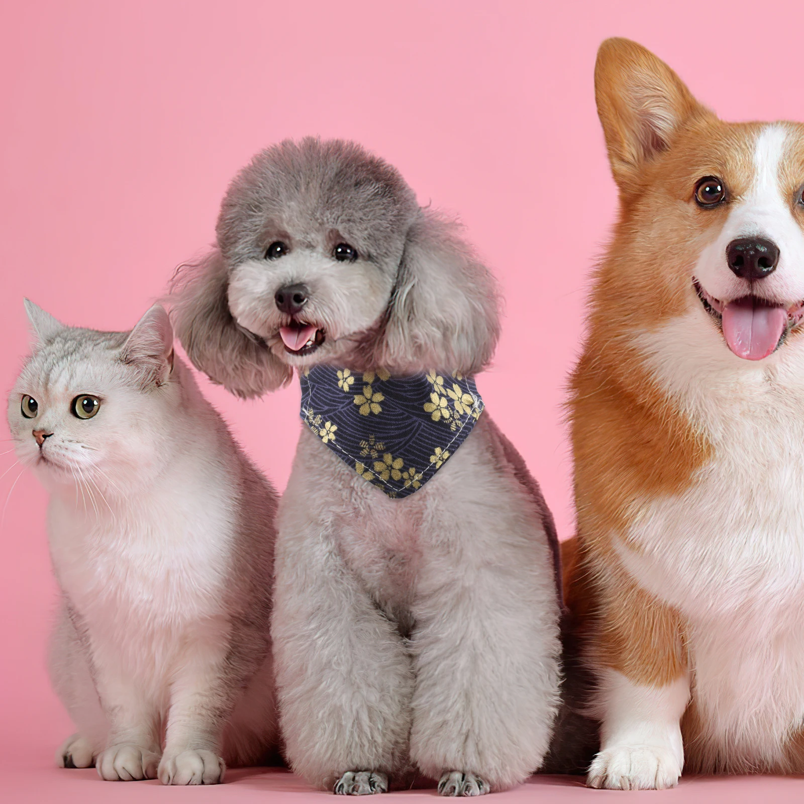 

Pet Scarf Dog Bandana Summer Flower Pattern Puppy Accessories Stylish Party Photo Shoot Decoration Small Cat Collar Gift