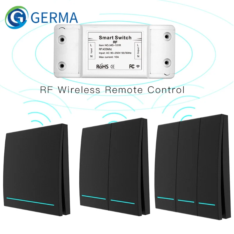 433Mhz bezprzewodowy inteligentny przełącznik RF pilot zdalnego sterowania odbiornik kontroler wciskany Panel ścienny nadajnik, 2 way/3 way