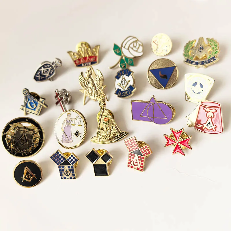 10pcs Masonic Euclid's 47th Problem Freemason Enamel Lapel Pin Tie Tack Brooch Pythagorean Theorem Free Masons Metal Badge Lodge