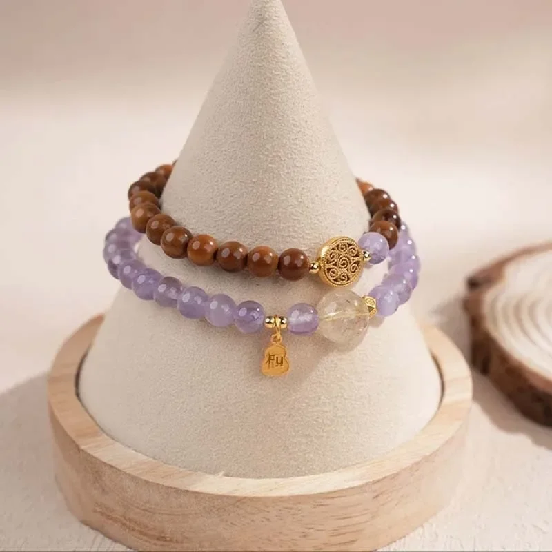 Amethyst Cook double circle bracelet women's niche design new Chinese natal year transfer bracelet women's day gift