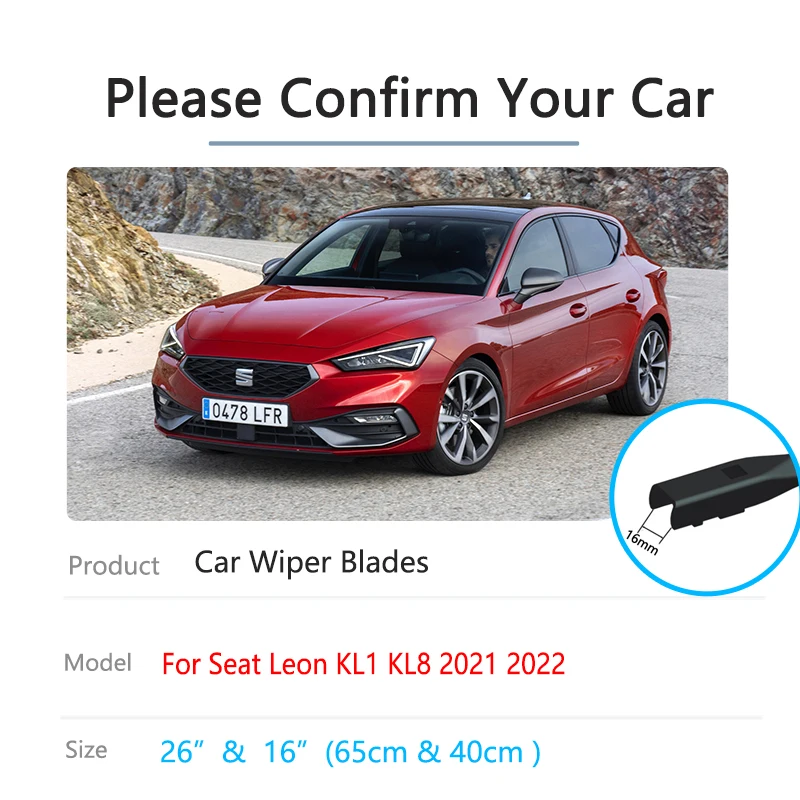 2x Do Seat Leon Mk4 KL1 KL8 2021 2022 Hatchback Bezramowa gumowa przednia tylna zimowa pióra wycieraczek Zestaw części silnika noża