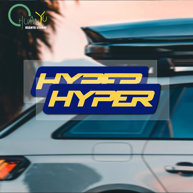 

HYPE Blue and Yellow Color Block Letter Logo Car Sticker, Personalized Trendy Body Modification Decoration Sticker