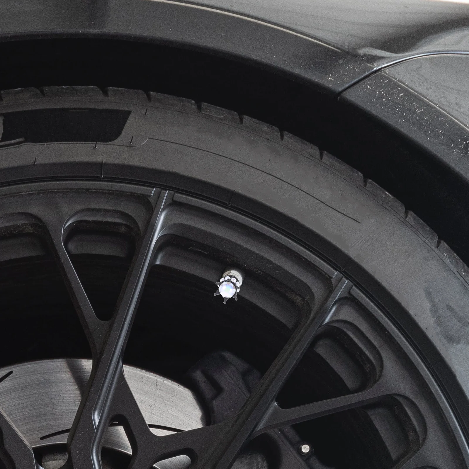 

4pcs Car Valve Tire Caps Shaped Protector Stem Universal Silver Rhinestone Encrusted ABS Copper Dust Snow Resistant Stylish