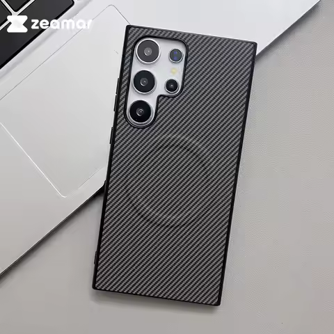 Carbon Fiber Magnetic For Magsafe Case For Samsung S24 S23 S22 S21 Note 20 Plus Ultra FE A55 A35 A25 A15 A05S Matte Bumper Cover