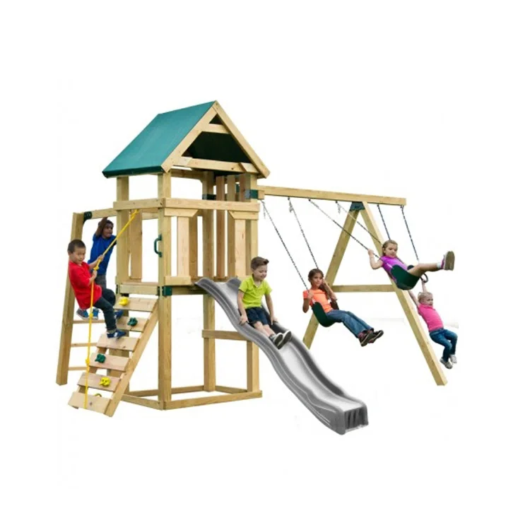 

Swing Set Kids Wooden Slide Garden Wooden Slide Playground for Backyard for Sale