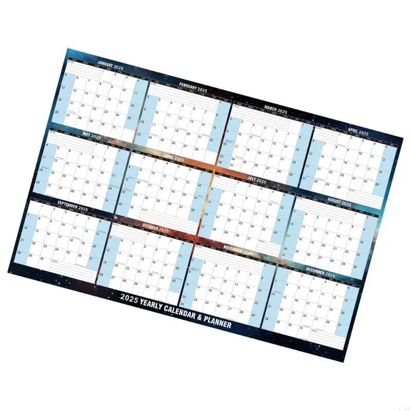 2025 سنة كاملة لعرض مخطط التقويم 2025 مخطط تقويم الجدار القابل للمحواة من يناير إلى ديسمبر لمنظمي المنزل K1KF