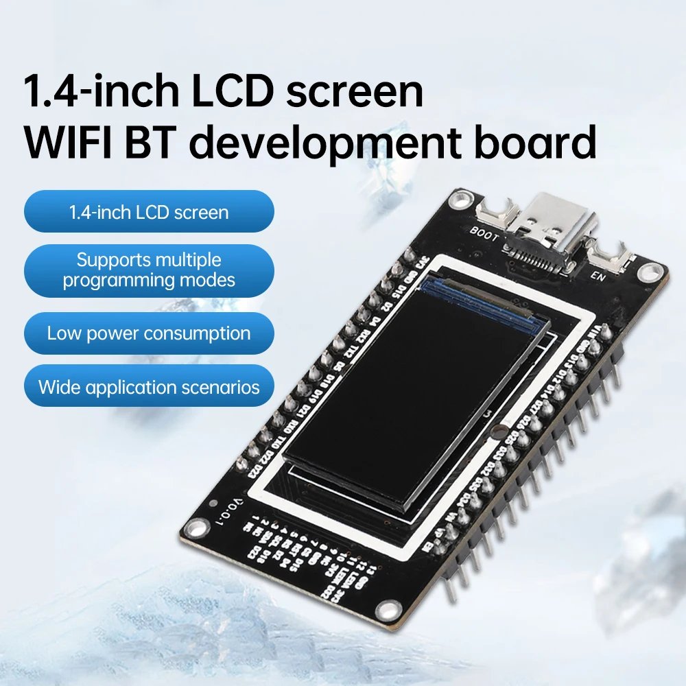 1.4-Inch LCD Screen ESP32 WIFI Bluetooth Development Board on Board ESP32-WROOM-32 Module Type-C Interface for WiFi Mini Camera