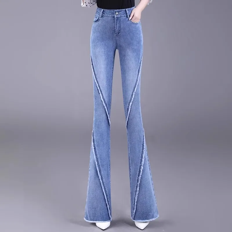 

Elastic High Waist Slimming Women's Jeans Spring Autumn 2025 New Sle Bootcut Hem Long Pants Versatile Deep And Light Colors