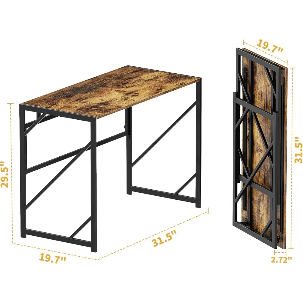 Folding Writing Desk for Home Office - Compact Foldable Computer Desk for Small Spaces, Ideal Study Table for No-Assembly Conven
