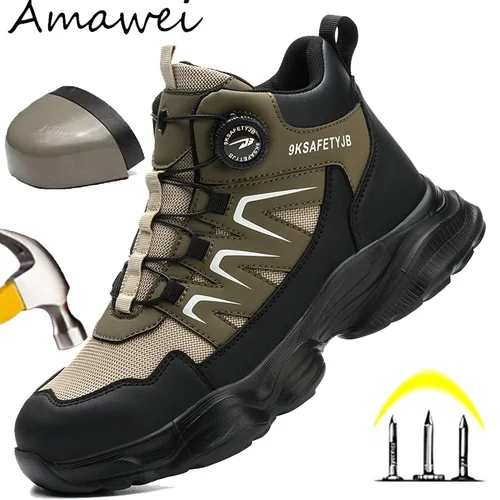 Zapatos de trabajo para hombre, botas con punta antigolpes resistentes al acero, zapatos de seguridad ligeros antideslizantes, zapatos cómodos para hombre 40-46