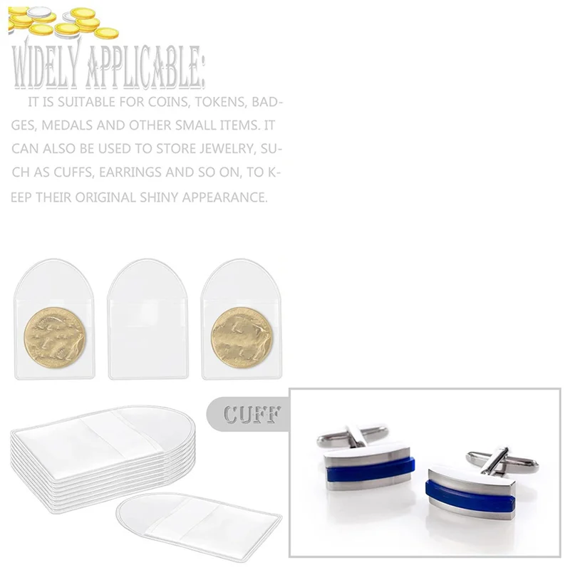 

【B55AQ】600 Pack 2Inch Single Pocket Coin Sleeves, Plastic Coin Collection Supplies Transparent Holders Protector Clear Bags
