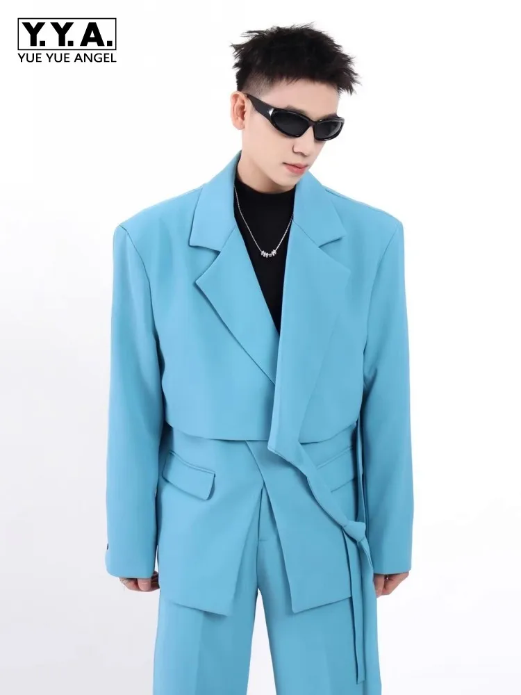 

Мужские вечерние модные костюмы, комплекты для подиума, дизайнерские однотонные свободные посадки, повседневные пиджаки с длинными рукавами, прямые брюки, наряд из двух предметов