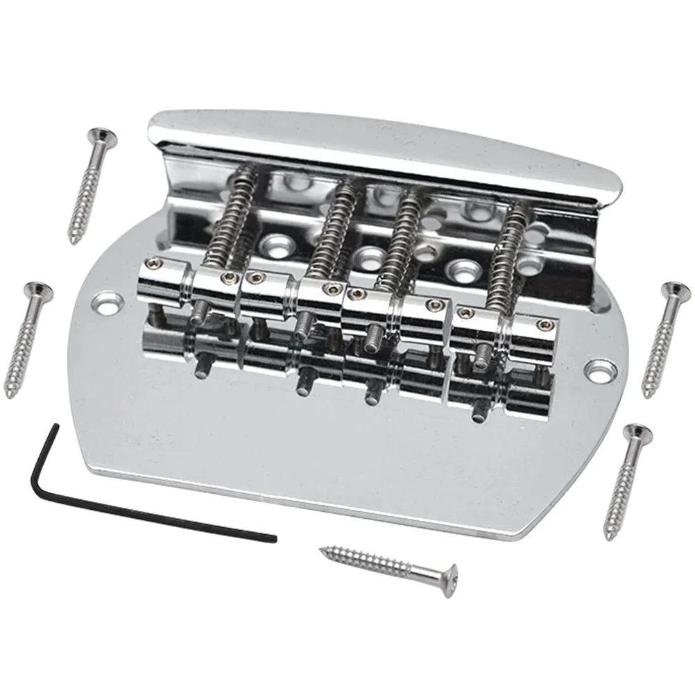 

Guitar Accessories Bass Bridge Metal Tailpiece Replacement Semicircle 4-string Fixed Silver