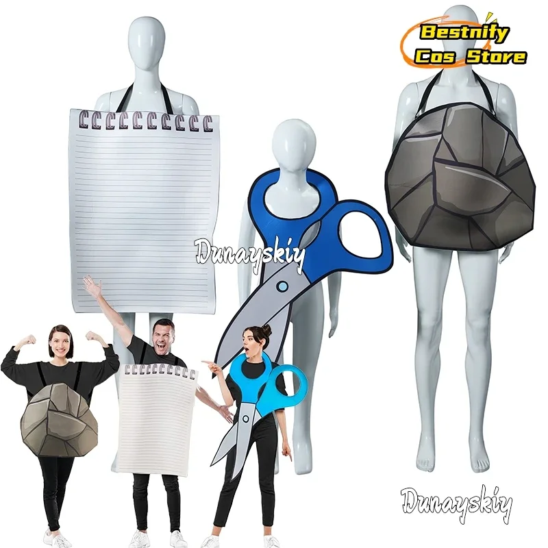 

CosplayFun Family Party Outfits Rock Paper Scissors Costume Set for 3 Costume Set A Funny Group Halloween Costume for Adult Peop